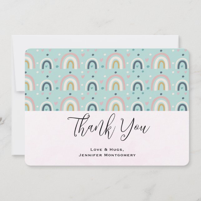 Cute Whimsical Rainbow Pattern Thank You (Front)