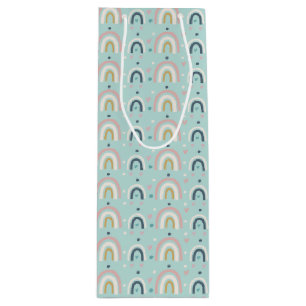 Cute Whimsical Rainbow Pattern Wine Gift Bag