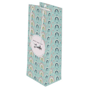 Cute Whimsical Rainbow Pattern Wine Gift Bag