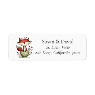 Cute Whimsical Red Fox Teacup Woodland Floral