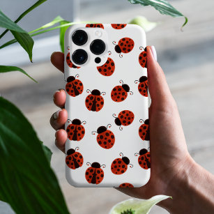 Cute Whimsical Red Ladybug Polka Dot Pattern Case-Mate iPhone Case