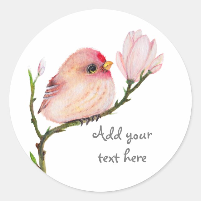 Cute Whimsical Redpoll Bird Sticker (Front)