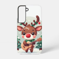 Cute Whimsical Reindeer with guitar