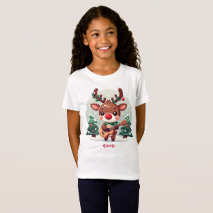Cute Whimsical Reindeer with guitar T-Shirt