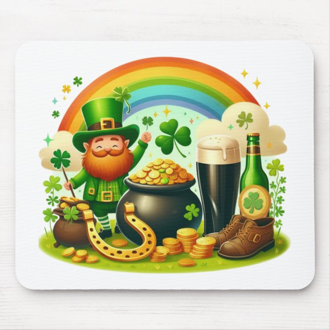 Cute, whimsical Saint Patrick's Day Mouse Pad (Front)
