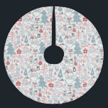 Cute Whimsical Santa Christmas Tree Pattern Pink Brushed Polyester Tree Skirt<br><div class="desc">This cute Christmas tree skirt features a fun whimsical pattern of Santa illustrations,  trees,  and presents in pink,  red,  and teal.</div>