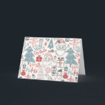 Cute Whimsical Santa Christmas Tree Pattern Pink Holiday Card<br><div class="desc">Spread holiday cheer with this cute blank Christmas card, featuring a fun and whimsical pattern of Santa illustrations, festive trees, and presents in playful pink, red, and teal colors. Perfect for sending holiday greetings and thank you notes to friends and family, this charming card adds a touch of festive joy...</div>