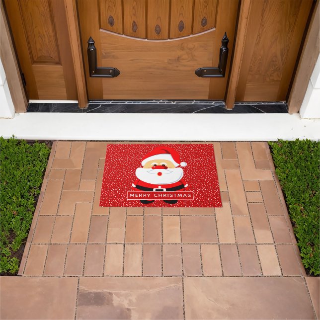 Cute whimsical Santa Claus Christmas holiday Doormat (Outdoor)