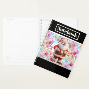 Cute Whimsical Santa Claus with Floral Planner
