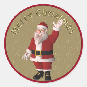 Cute, whimsical Santa design Classic Round Sticker