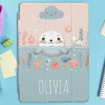 Cute Whimsical Seal Pup at Sea iPad Pro Cover<br><div class="desc">Personalised cute,  fun seal pup under the snow at sea,  with a smiling adorable cloud,  and some marine life.</div>