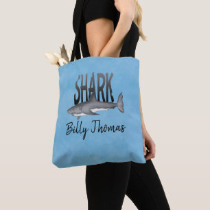 Cute Whimsical Shark Bite Ocean Tropical Beach Tote Bag