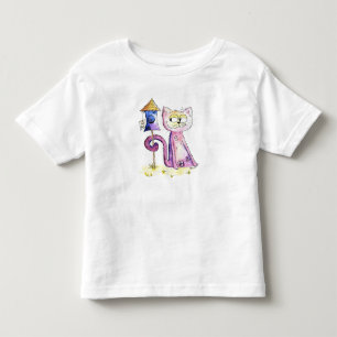 Cute Whimsical Sneaky Cat with Birdhouse Toddler T-Shirt