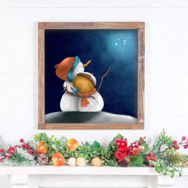 Cute Whimsical Snowman Couple Winter Poster (Creator Uploaded)