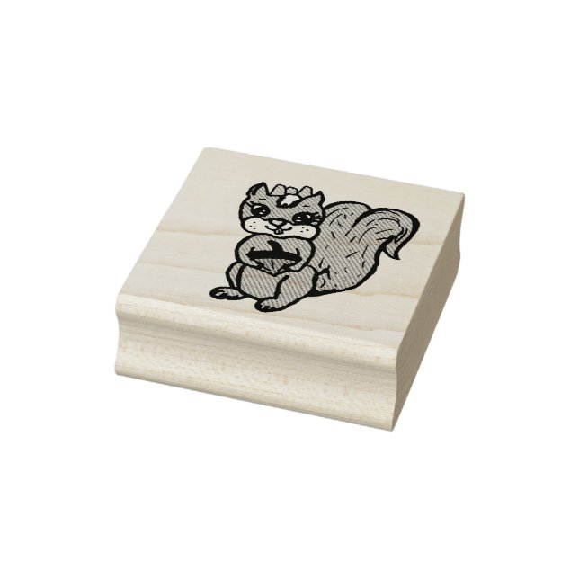 Cute Whimsical Squirrel Rubber Stamp (Stamp)