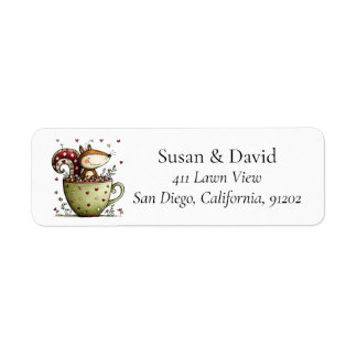 Cute Whimsical Squirrel Teacup Swirl Tail Heart