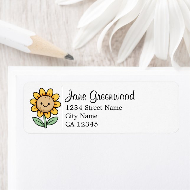 Cute Whimsical Sunflower Name And Address (Insitu)