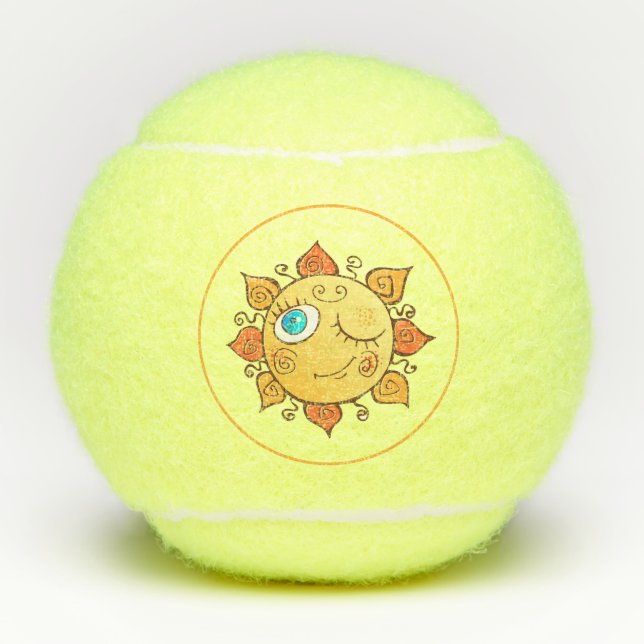 Cute Whimsical Sunshine Tennis Balls (Front)
