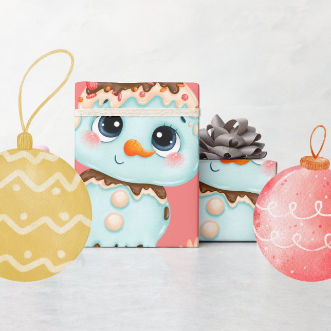 Cute Whimsical Sweet Treat Pink and Red Christmas Wrapping Paper (Creator Uploaded)