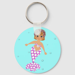 Cute Whimsical Swimming Mermaid Key Ring