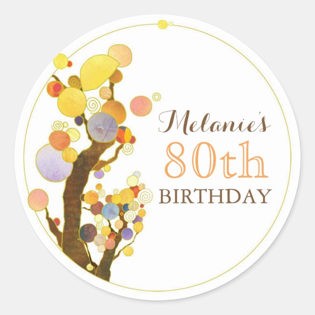 Cute Whimsical Trees Birthday Classic Round Sticker (Front)