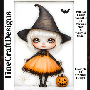 Cute Whimsical Trick Treat Doll M7 Decoupage Tissue Paper