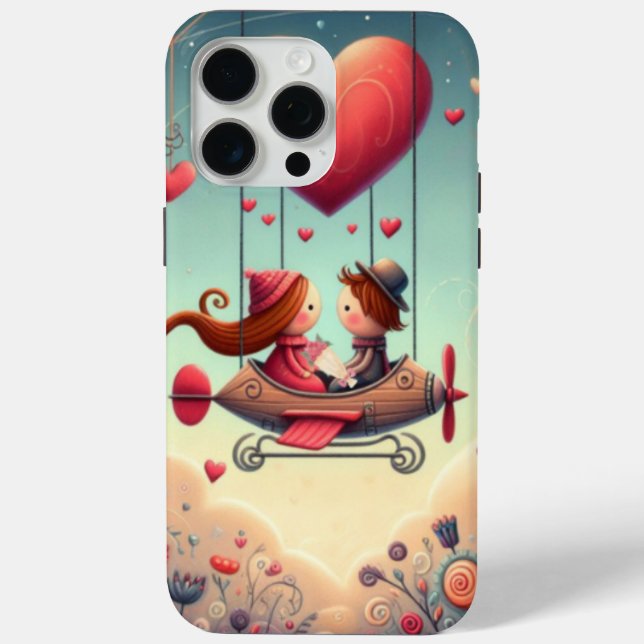 Cute whimsical Valentine's Day heart plane Case-Mate iPhone Case (Back)
