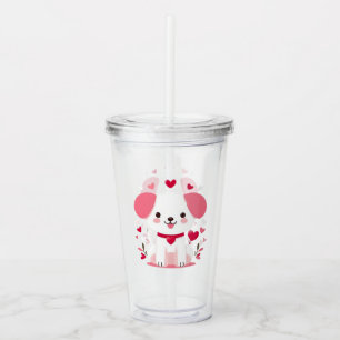 Cute whimsical valentine's puppy acrylic tumbler