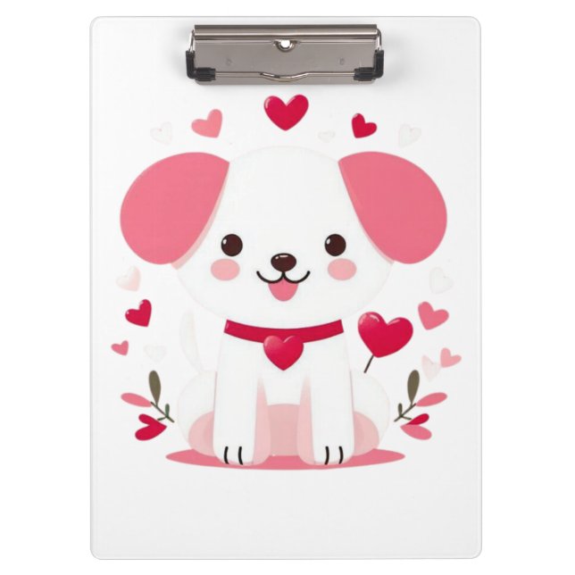 Cute whimsical valentine's puppy clipboard (Front)