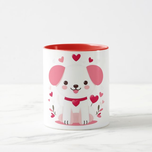 Cute whimsical valentine's puppy mug (Center)