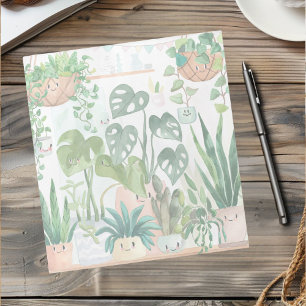 Cute Whimsical Watercolor Botanical Houseplant Notepad
