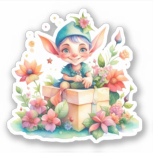 Cute Whimsical Watercolor Christmas Elf