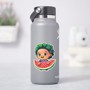 Cute whimsical watermelon cartoon sticker
