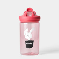 Cute Whimsical White Bunny Kids Name Cartoon