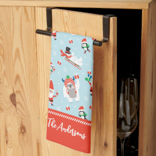 Cute Whimsical Winter Christmas Tea Towel
