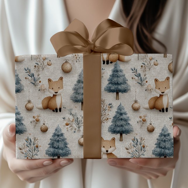 Cute Whimsical Winter Woodland Fox and Christmas Wrapping Paper (Creator Uploaded)