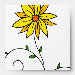 Cute Whimsical Yellow Flowers Doodle Art Envelopes