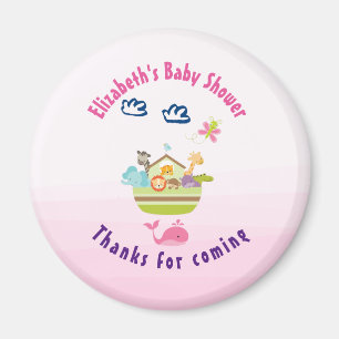 Cute Whimsical Zoo Animal Ark Baby Shower Thanks Magnet