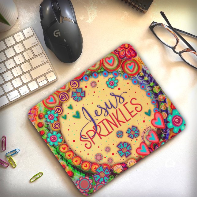 Cute WhimsicalJesus Sprinkles Inspirivity Colourfu Mouse Pad (Creator Uploaded)