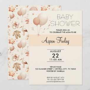 Cute Whimsy Baby Shower - Balloons Invitation