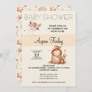 Cute Whimsy Baby Shower - Rose Invitation