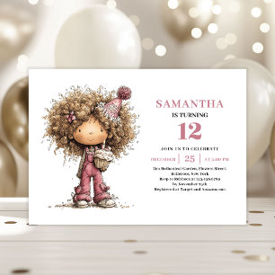Cute Whimsy Girl Birthday Invitation Printable 