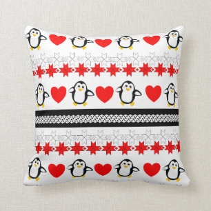 Cute Whimsy Penguin Patterned Throw Pillows