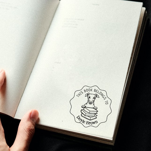  Cute Whippet Dog Book Rubber Stamp (Creator Uploaded)