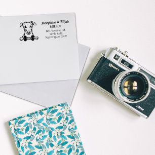 Cute Whippet Dog Return Address Rubber Stamp