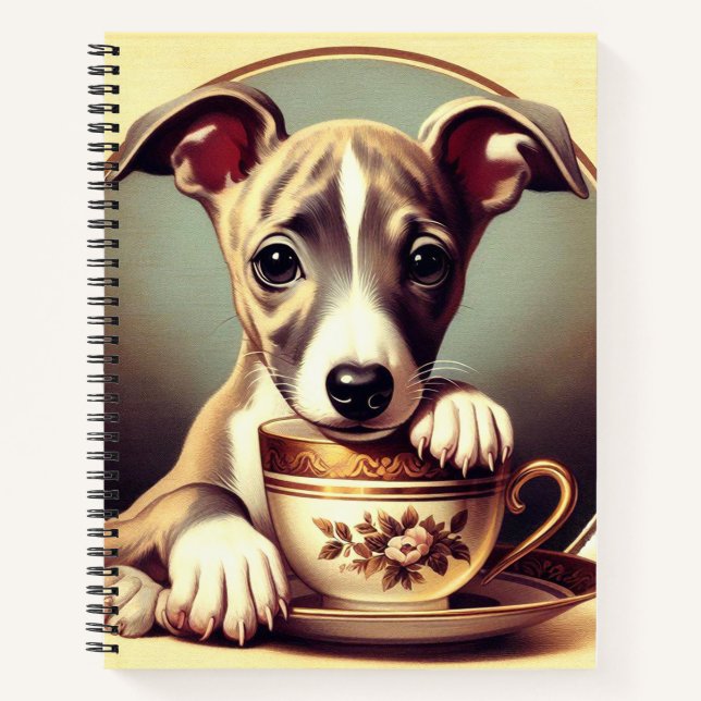 Cute Whippet Puppy Notebook (Front)