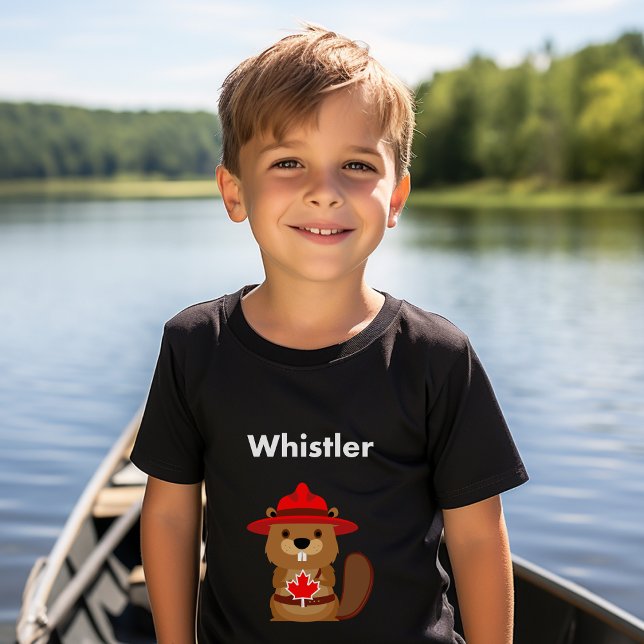 Cute Whistler Canada Beaver with Maple Leaf Dark T-Shirt (Creator Uploaded)