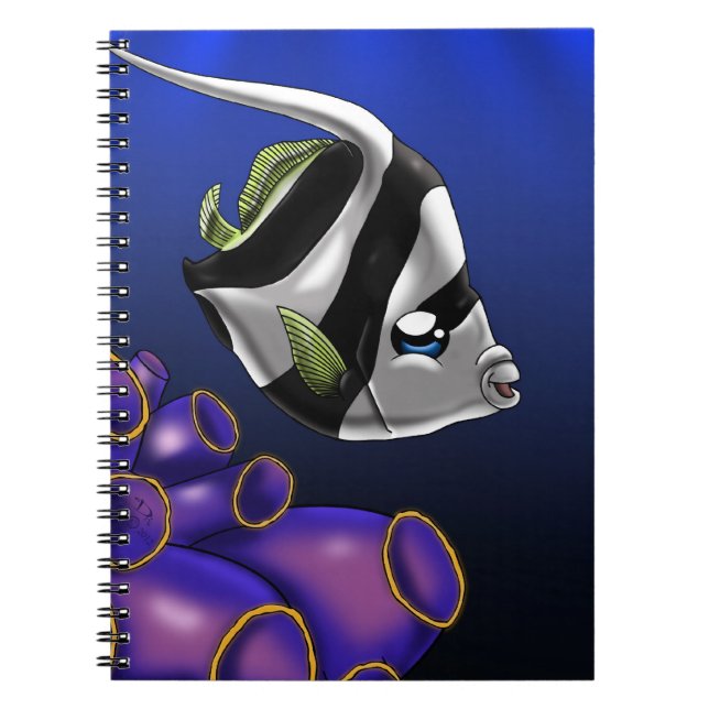 Cute White and Black Fish Spiral Notebook (Front)