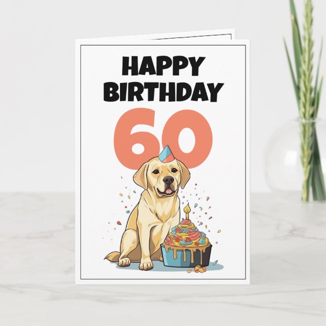 Cute White and Black Lab Husband 60th Birthday Card (Front)