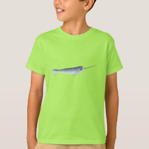 Cute White And Grey Narwhal With Colourful Tusk T-Shirt